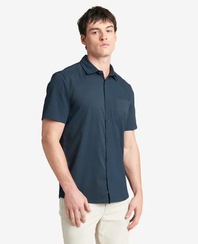 Slim Fit Short-Sleeve Mixed-Media Shirt sold by Kenneth Cole
