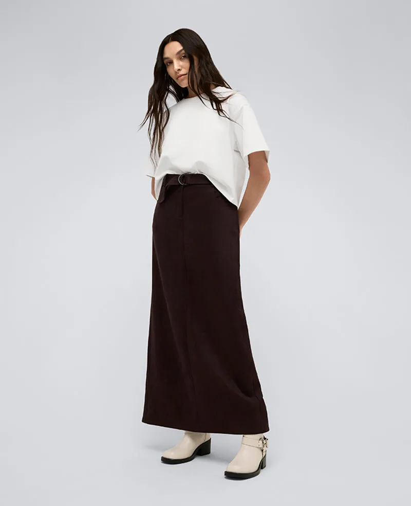 Vegan Suede Fly Front Belted Maxi Skirt sold by Kenneth Cole product image thumbnail 4