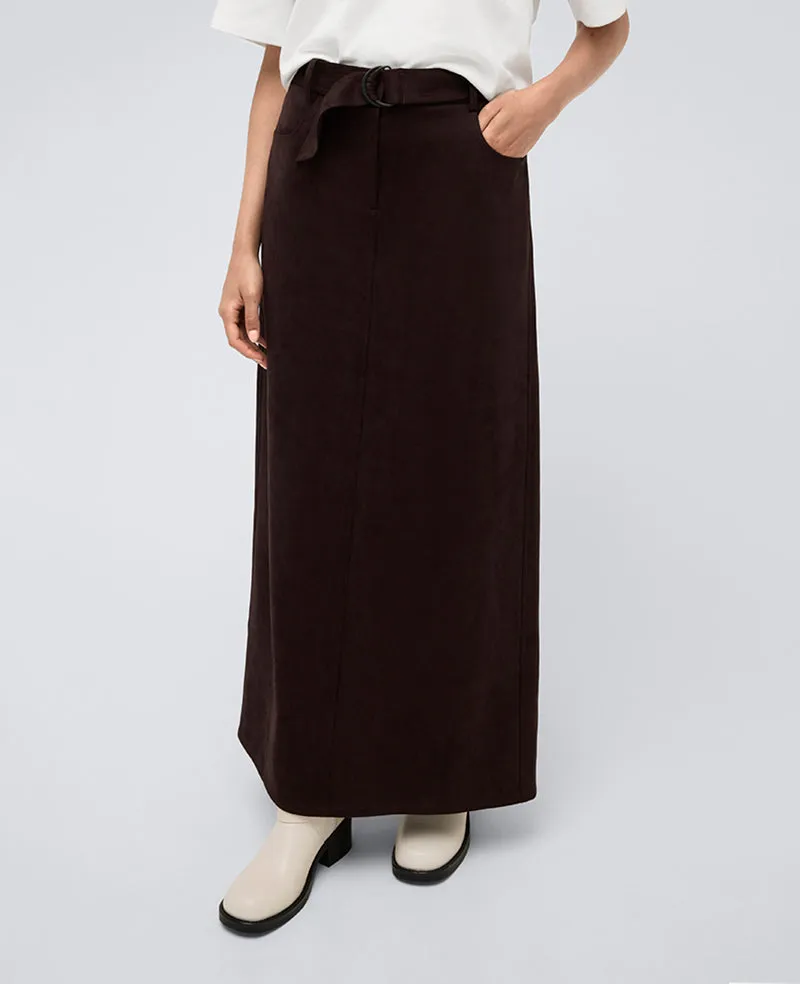 Vegan Suede Fly Front Belted Maxi Skirt sold by Kenneth Cole product image thumbnail 5