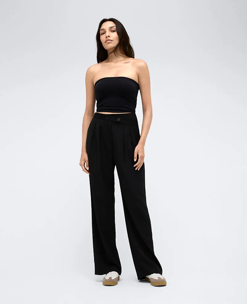 Twill Crisscross Waistband Wide Leg Trouser sold by Kenneth Cole product image thumbnail 3