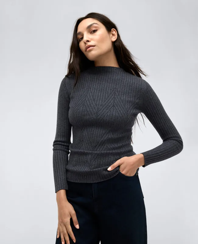 Ribbed Mock Neck Chevron Stitch Sweater sold by Kenneth Cole