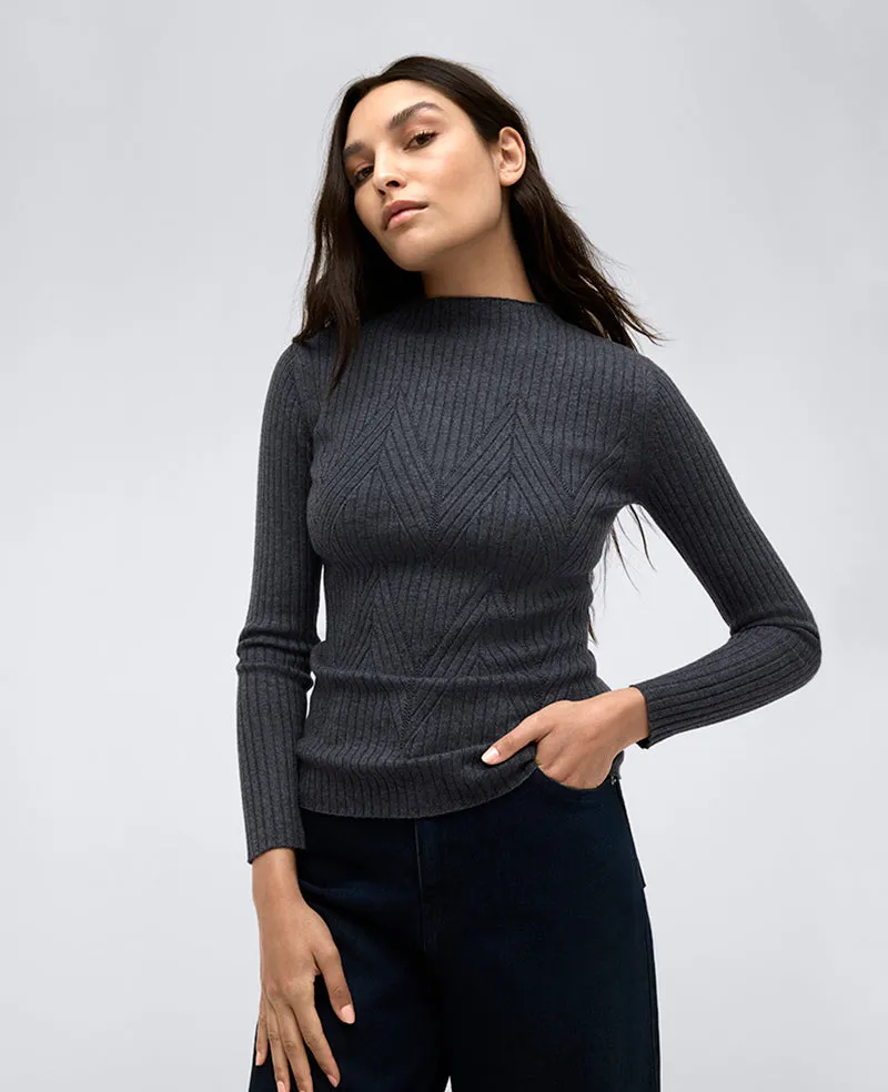 Ribbed Mock Neck Chevron Stitch Sweater sold by Kenneth Cole