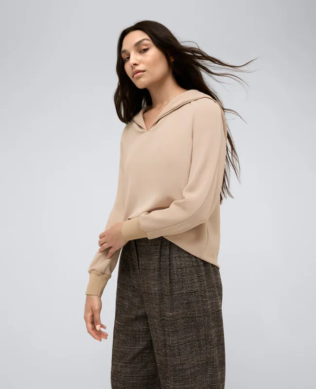 Collared Raglan Sleeve Pullover Blouse W/ Hood sold by Kenneth Cole