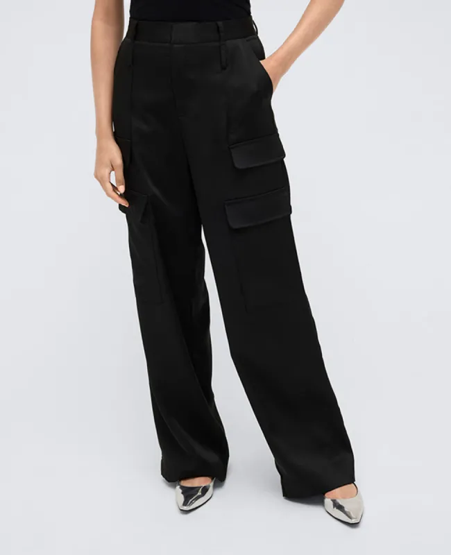 Satin High Rise Cargo Wide Leg Pant sold by Kenneth Cole
