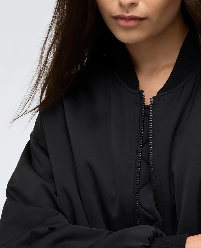 Satin Back Crepe Oversized Boyfriend Bomber Jacket sold by Kenneth Cole product image thumbnail 5