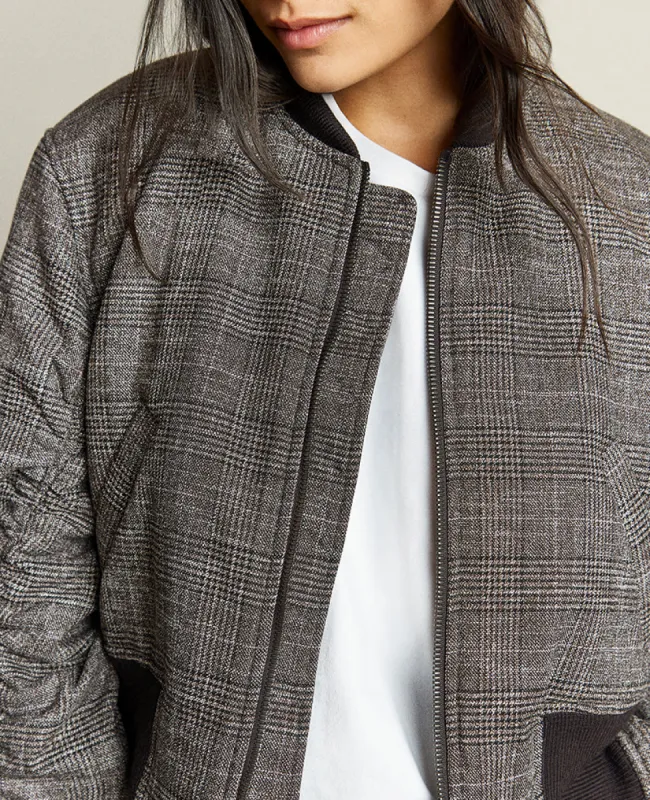 Plaid Cropped Bomber W/ Shirred Sleeves sold by Kenneth Cole