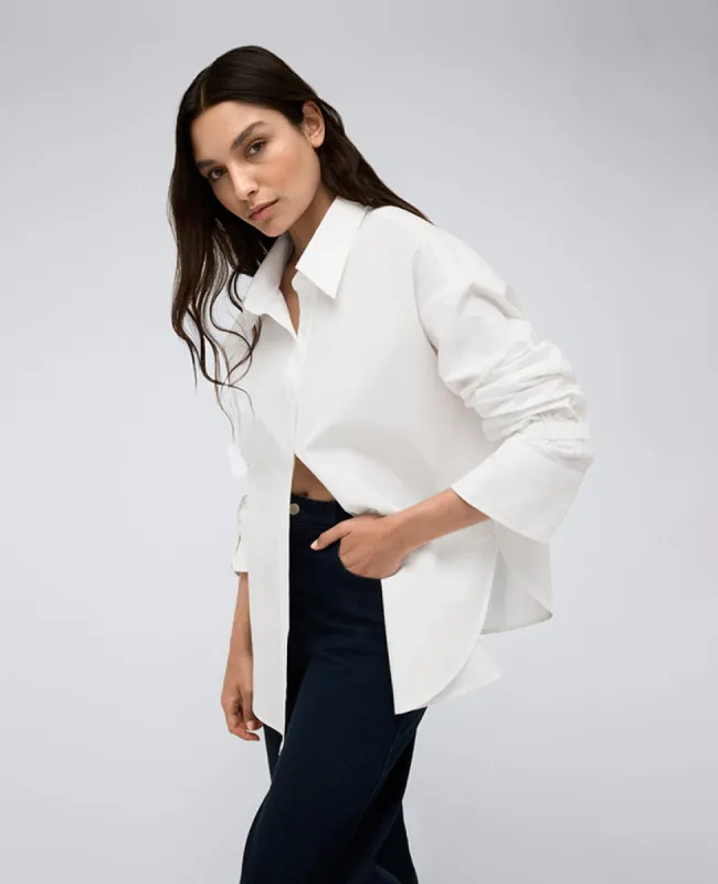 Button Front Shirt W/ Elastic Sleeve Detail sold by Kenneth Cole