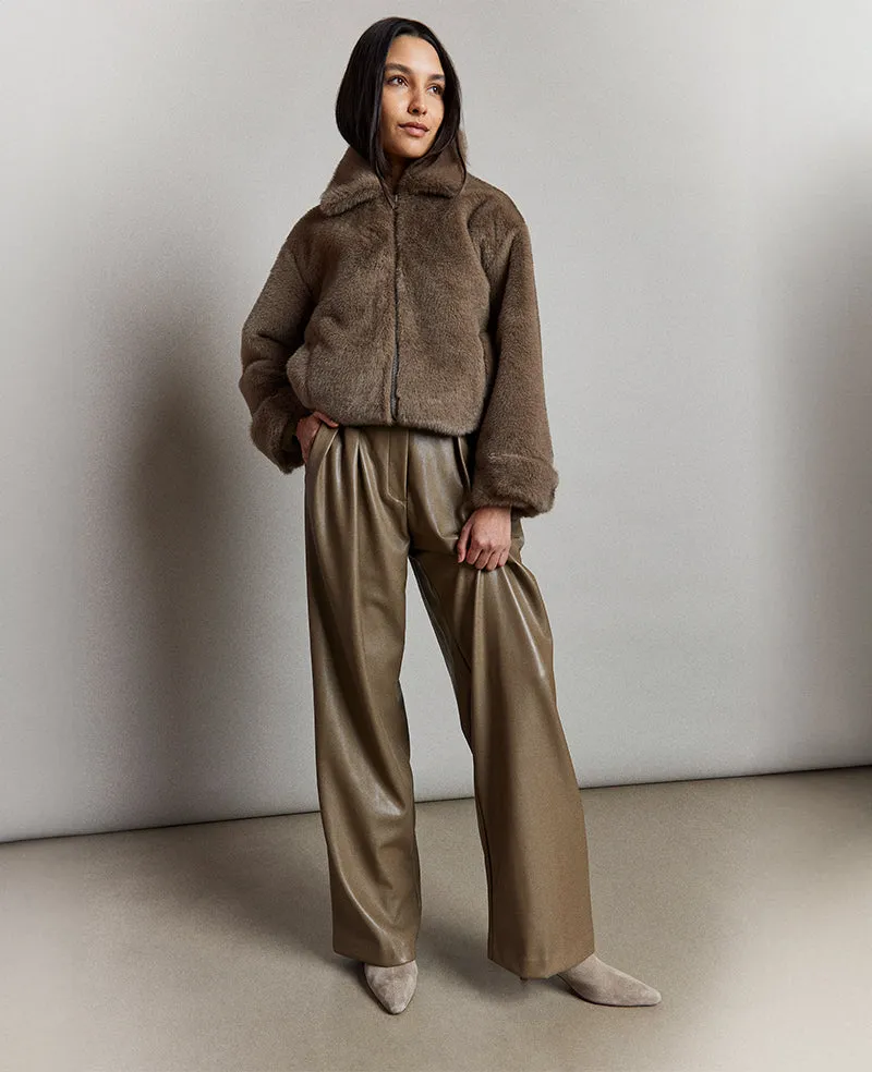 Faux Leather High Rise Wide Leg Trouser sold by Kenneth Cole