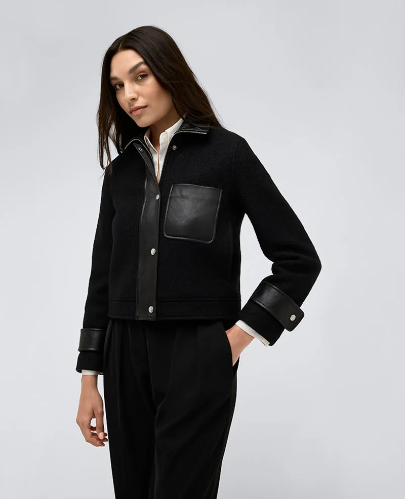 Vegan Leather And Wool Cropped Moto Jacket sold by Kenneth Cole product image thumbnail 5