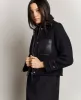 Vegan Leather And Wool Cropped Moto Jacket sold by Kenneth Cole