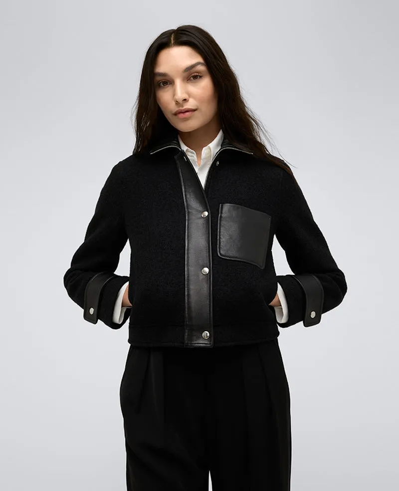 Vegan Leather And Wool Cropped Moto Jacket sold by Kenneth Cole product image thumbnail 4