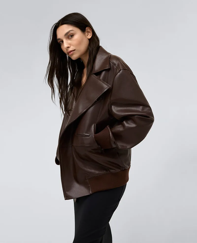 Vegan Leather Oversized Raw Edge Moto Jacket sold by Kenneth Cole product image thumbnail 4