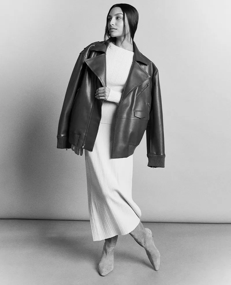 Vegan Leather Oversized Raw Edge Moto Jacket sold by Kenneth Cole product image thumbnail 2