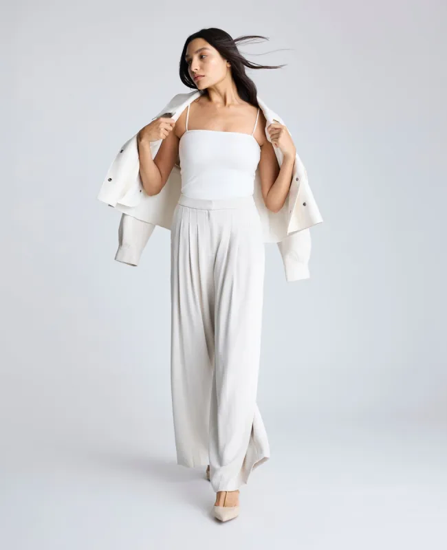 High Rise Fly Front Triple Pleat Wide Leg Pant sold by Kenneth Cole