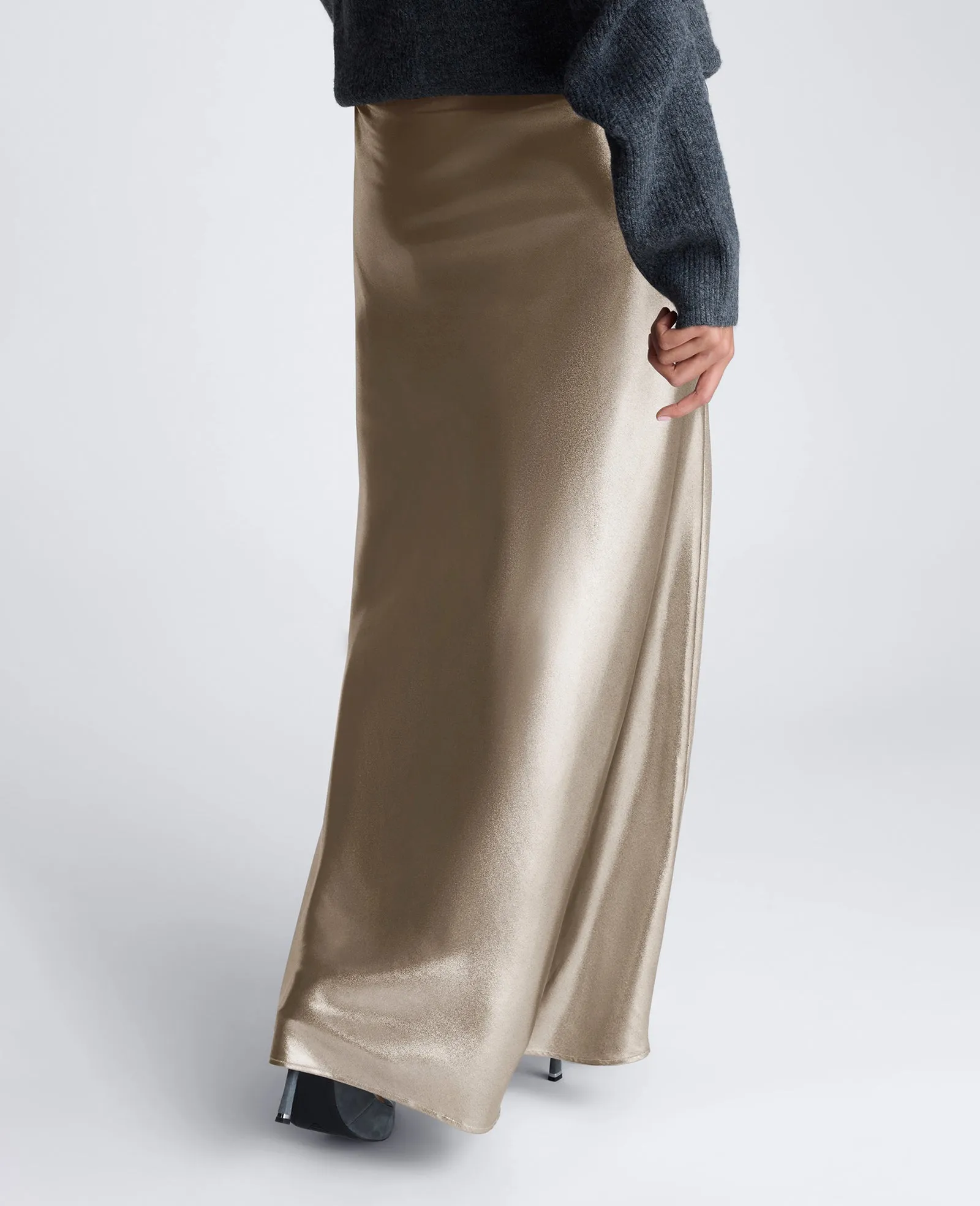 Satin Pull On Bias Flared Maxi Skirt sold by Kenneth Cole product image thumbnail 2