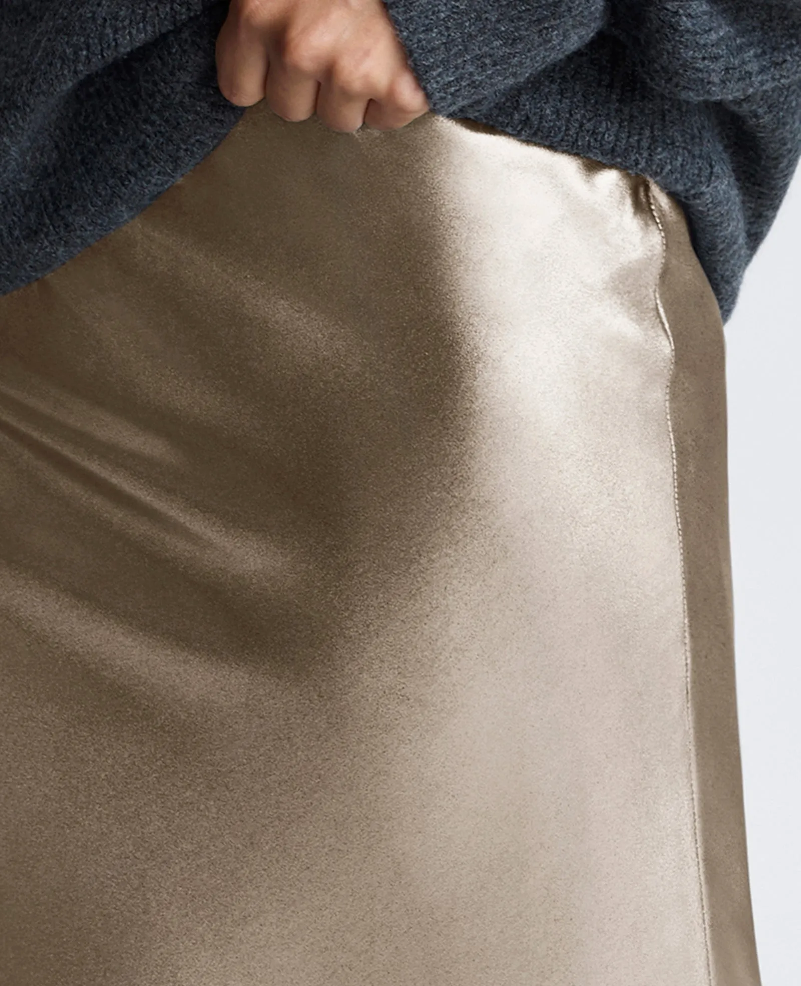 Satin Pull On Bias Flared Maxi Skirt sold by Kenneth Cole product image thumbnail 4