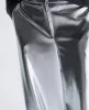 Vegan Metallic Fly Front Mid Rise Wide Leg Pant sold by Kenneth Cole