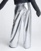 Vegan Metallic Fly Front Mid Rise Wide Leg Pant sold by Kenneth Cole