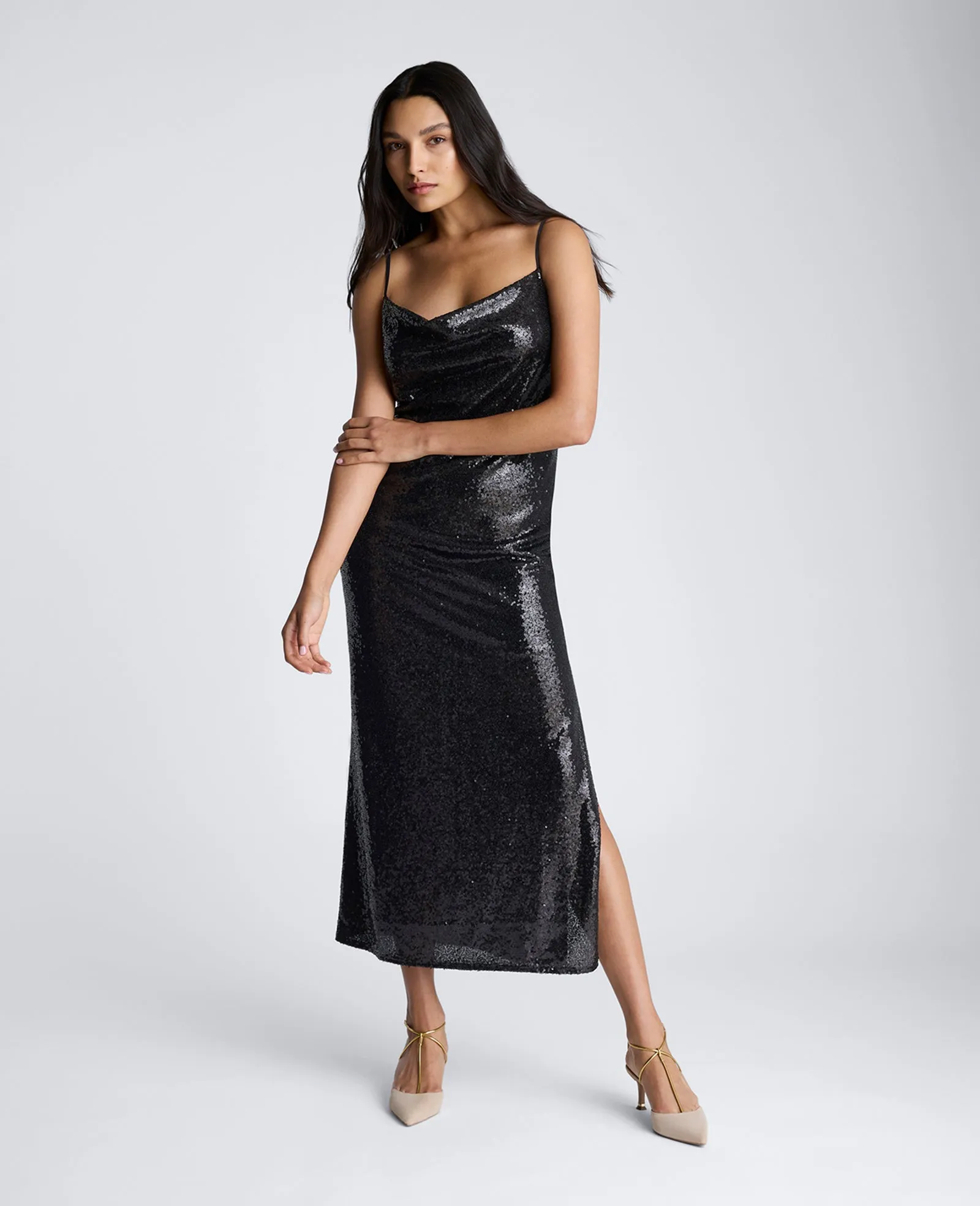 Sequin Cowl Neck Maxi Slip Dress sold by Kenneth Cole