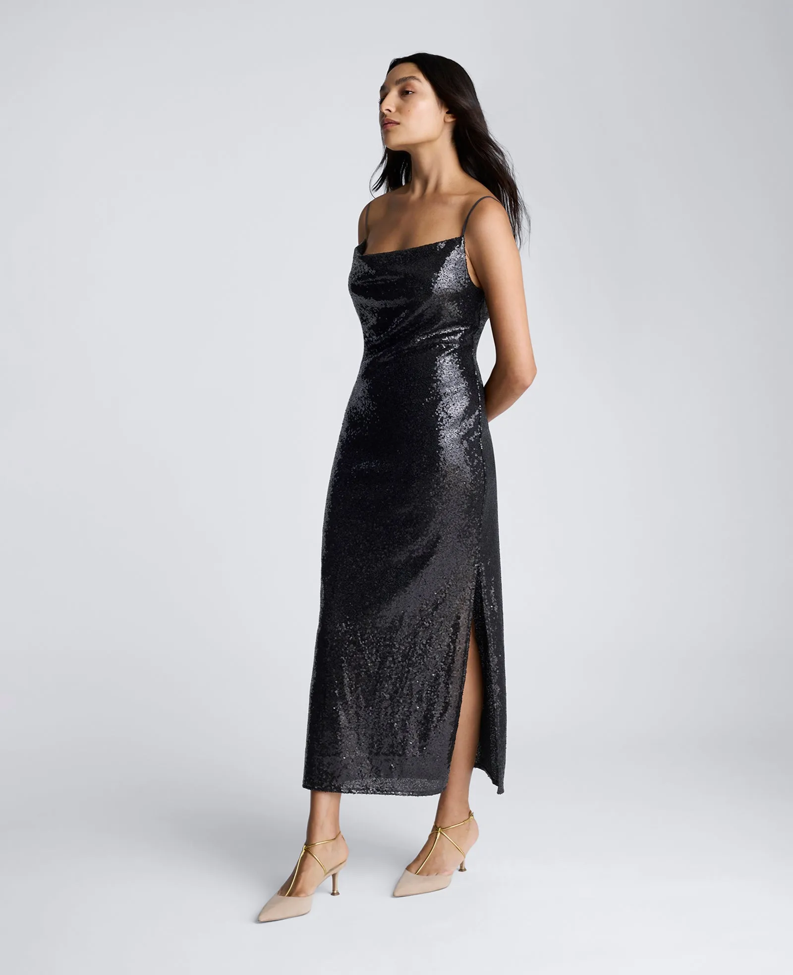 Sequin Cowl Neck Maxi Slip Dress sold by Kenneth Cole product image thumbnail 3