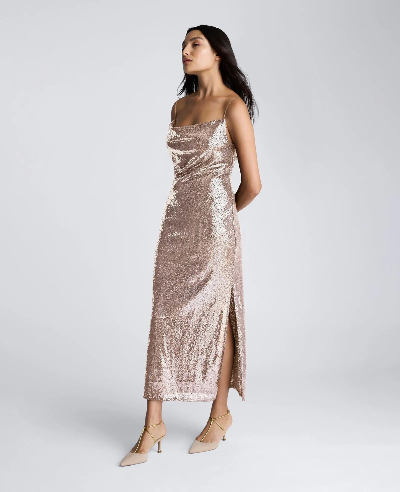 Sequin Cowl Neck Maxi Slip Dress sold by Kenneth Cole