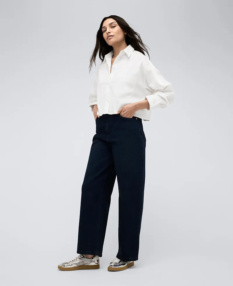 High Rise Barrel Leg Denim Jean sold by Kenneth Cole