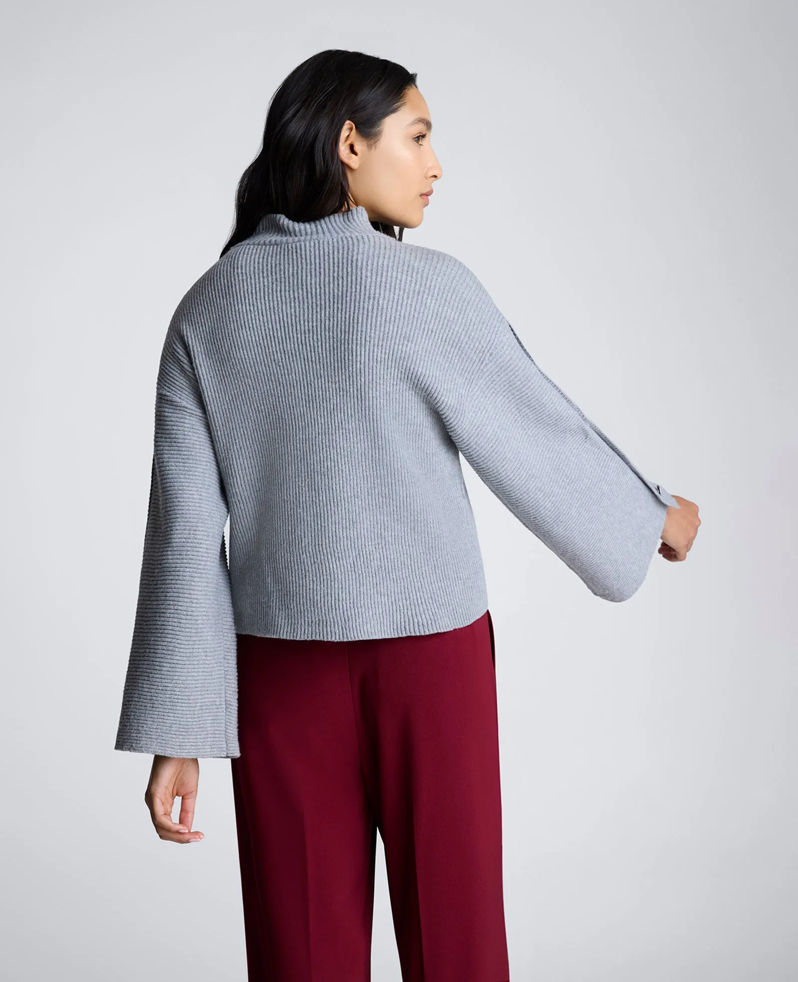 Mock Neck Pullover Sweater with Placket Sleeve sold by Kenneth Cole product image thumbnail 2