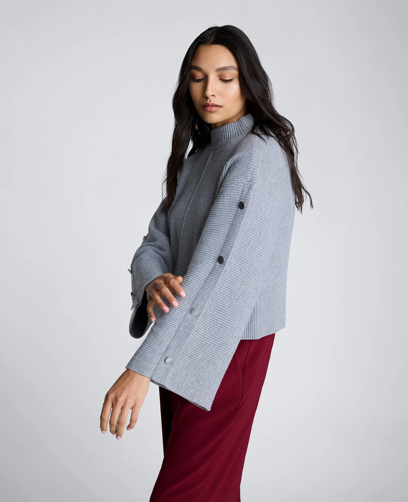 Mock Neck Pullover Sweater with Placket Sleeve sold by Kenneth Cole product image thumbnail 3