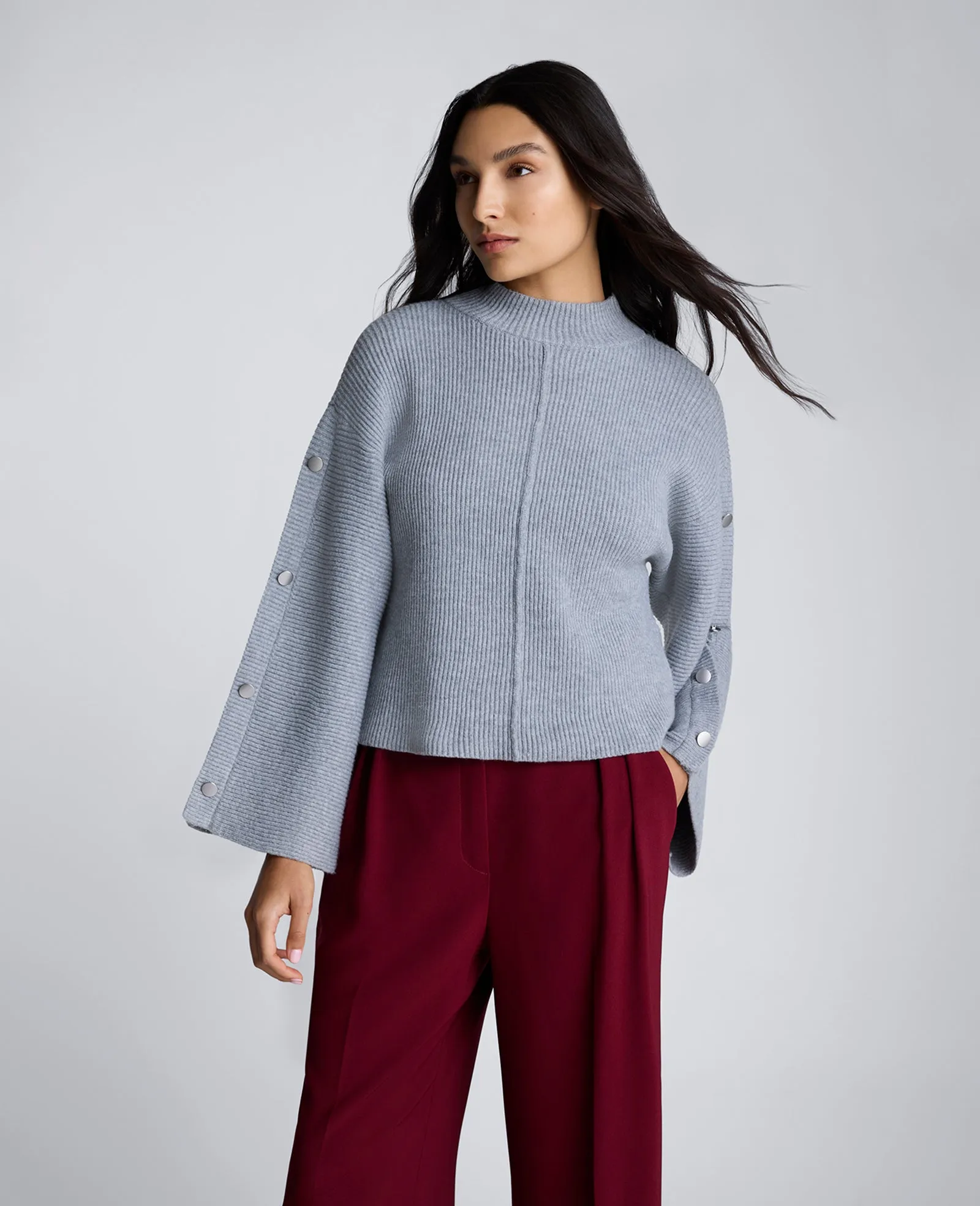 Mock Neck Pullover Sweater with Placket Sleeve sold by Kenneth Cole