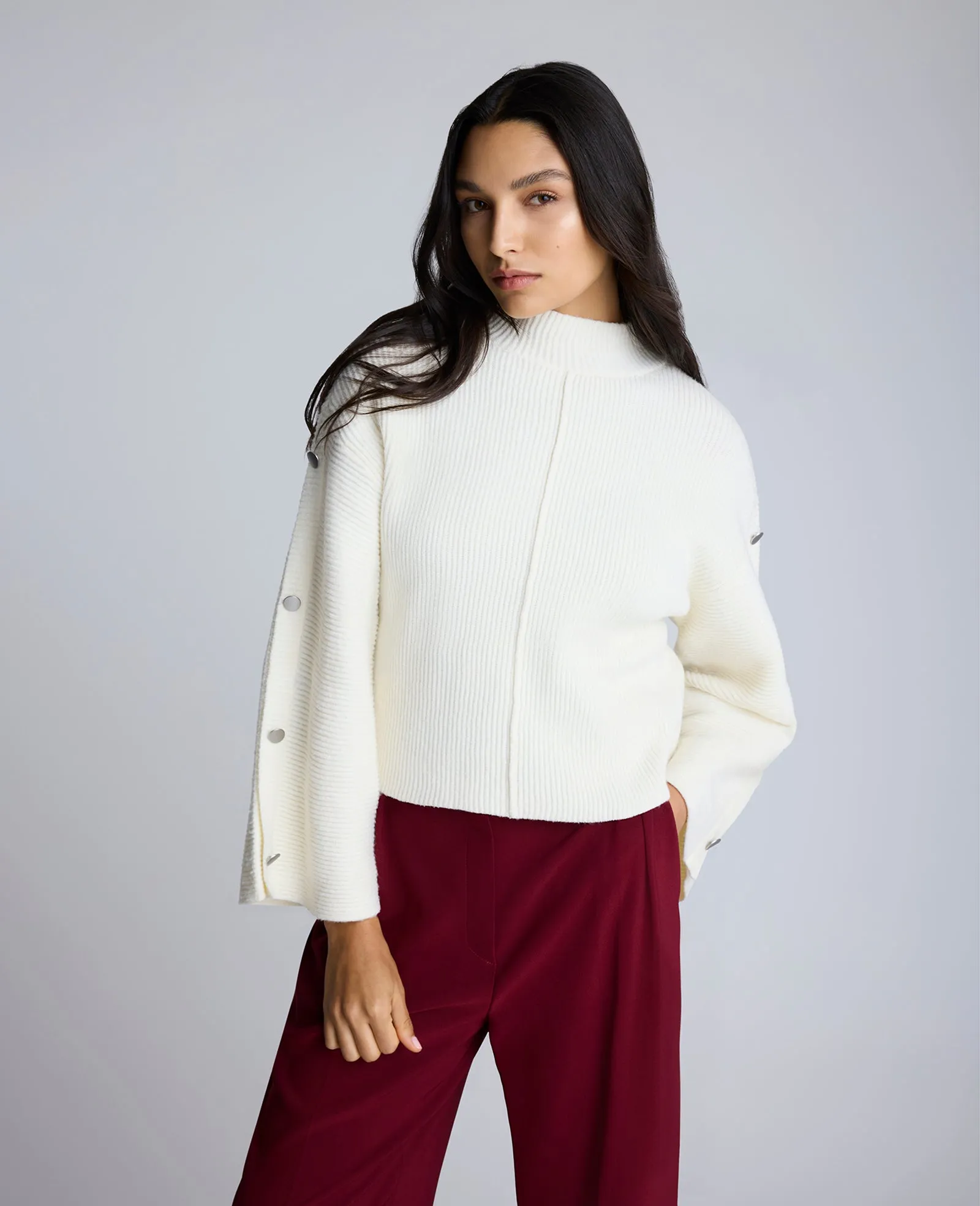 Mock Neck Pullover Sweater with Placket Sleeve sold by Kenneth Cole