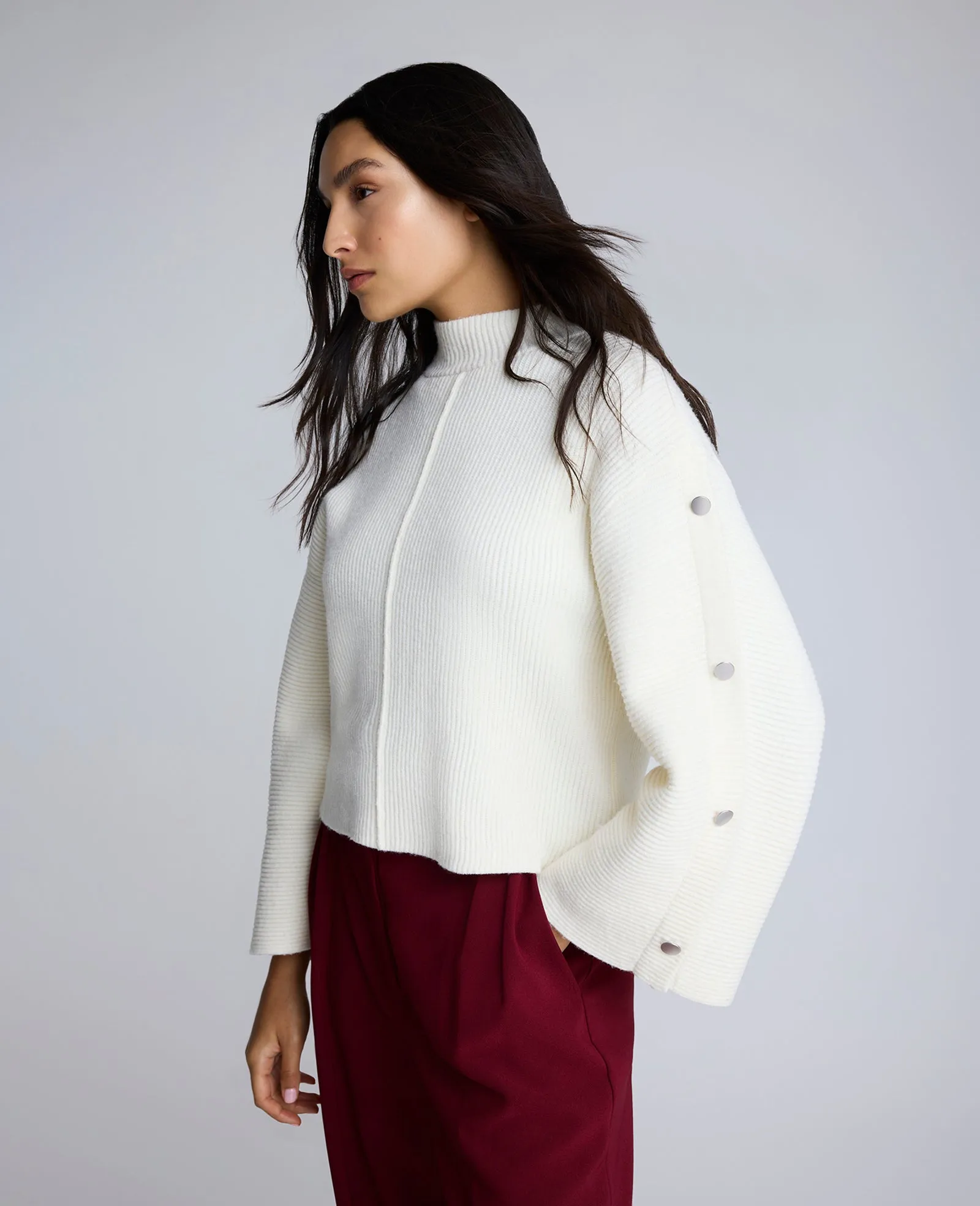 Mock Neck Pullover Sweater with Placket Sleeve sold by Kenneth Cole product image thumbnail 2