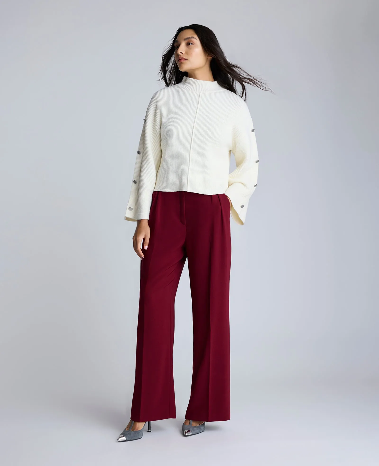 Mock Neck Pullover Sweater with Placket Sleeve sold by Kenneth Cole product image thumbnail 4