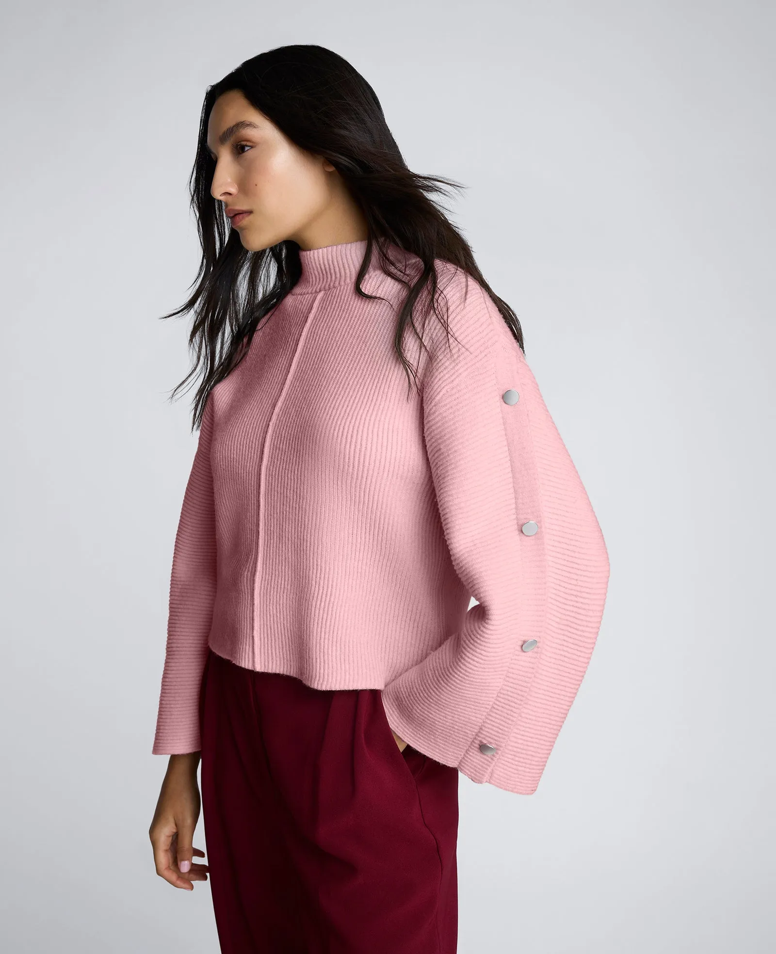 Mock Neck Pullover Sweater with Placket Sleeve sold by Kenneth Cole product image thumbnail 3