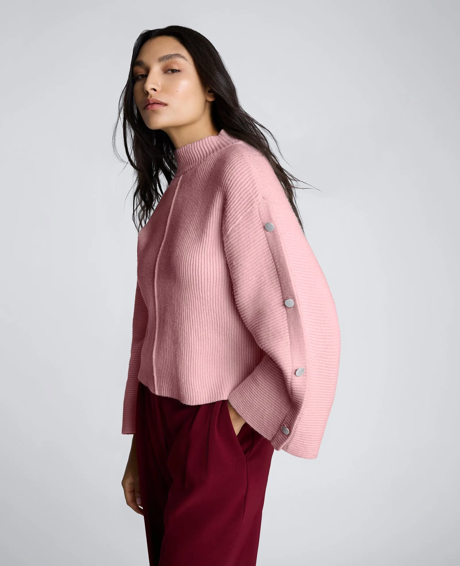 Mock Neck Pullover Sweater with Placket Sleeve sold by Kenneth Cole