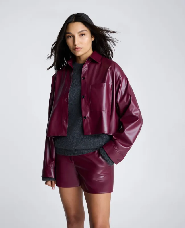 Faux Leather Button Front Crop Shirt sold by Kenneth Cole