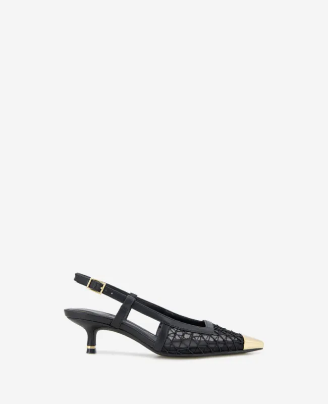 Maxine Fabric Mesh Cap Toe Slingback Kitten Heel sold by Kenneth Cole