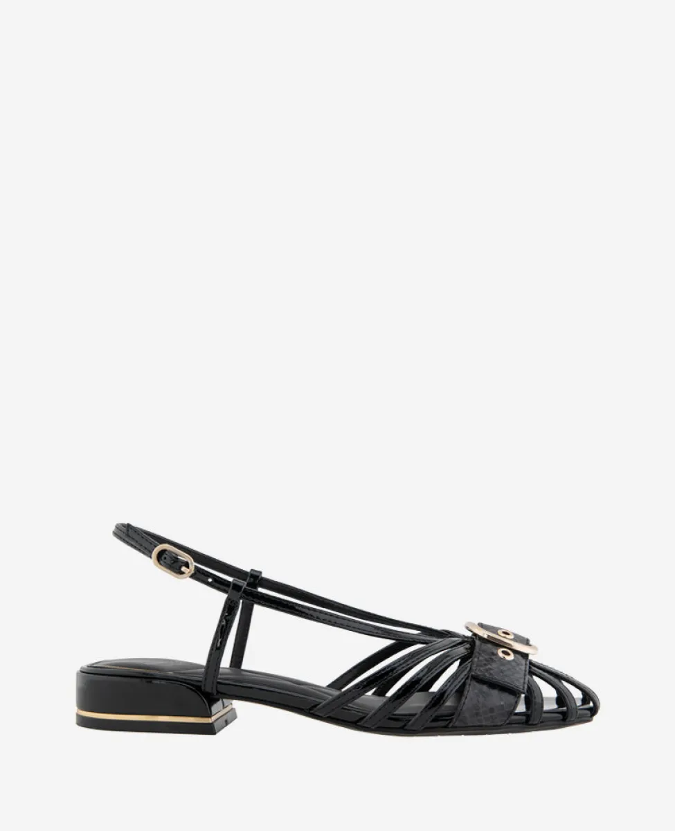 Farrah Patent Caged In Buckle Sandal sold by Kenneth Cole