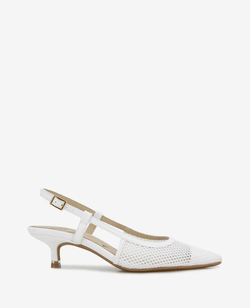 Martha Mesh Cap Toe Kitten Heel Slingback sold by Kenneth Cole