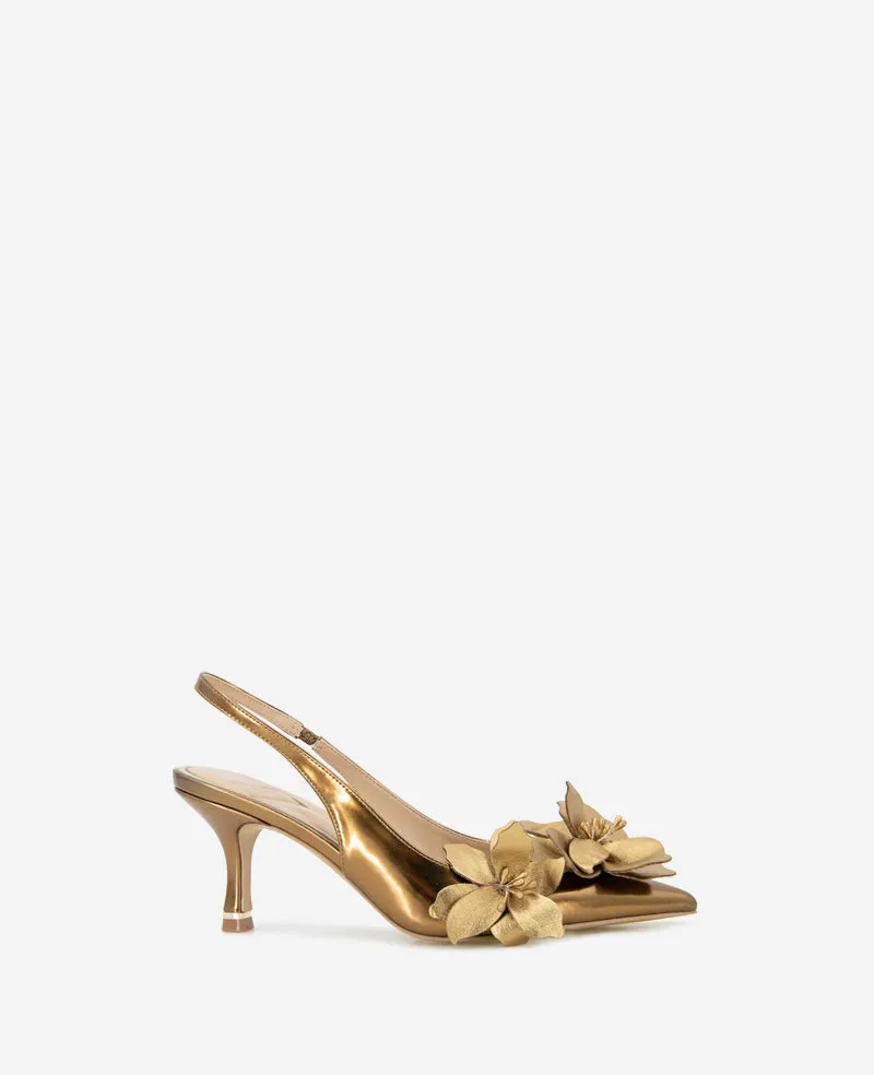 Davia Metallic Floral Appliqué Slingback sold by Kenneth Cole