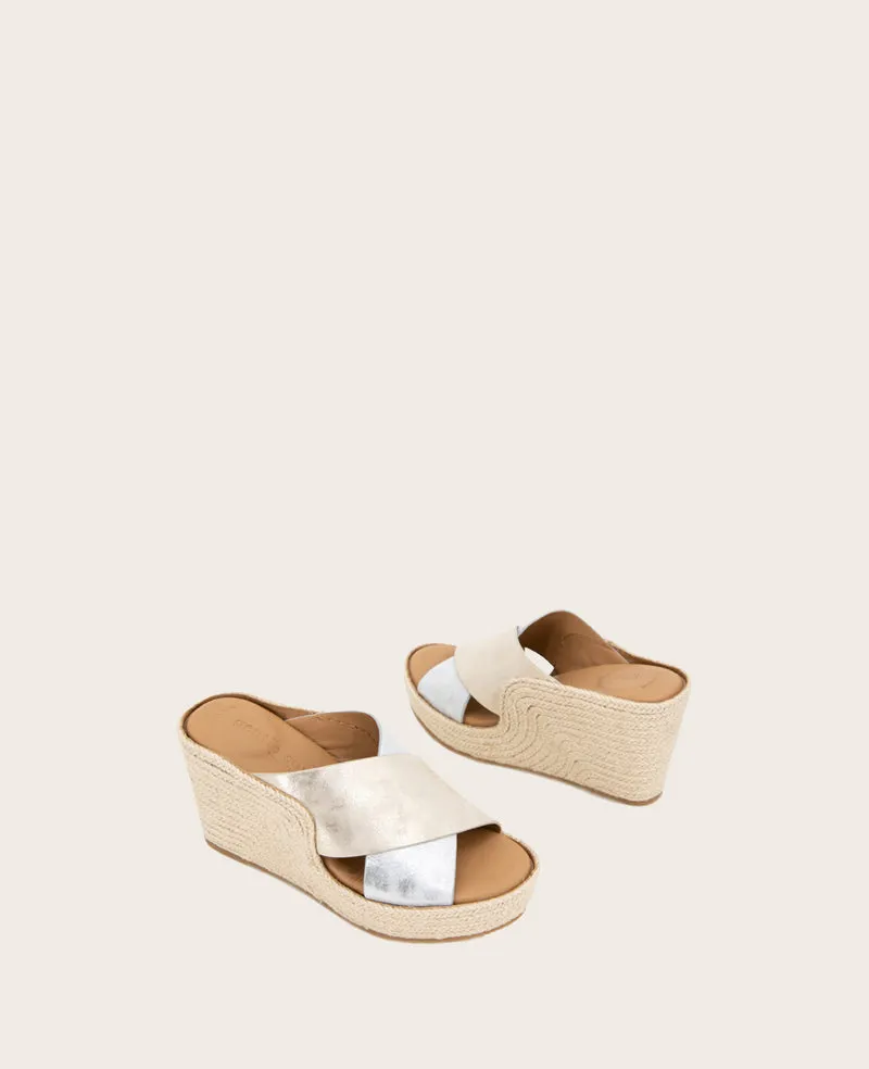 GENTLE SOULS - Porto Metallic Combo X Band Espadrille Wedge sold by Kenneth Cole