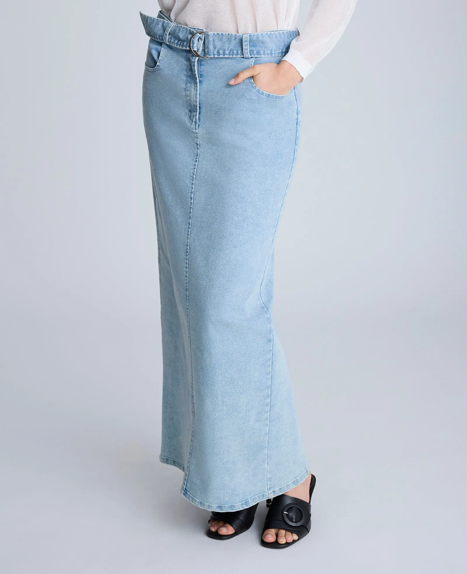 Fly Front Belted Maxi Skirt sold by Kenneth Cole product image thumbnail 3