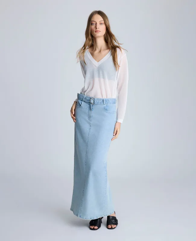 Fly Front Belted Maxi Skirt sold by Kenneth Cole