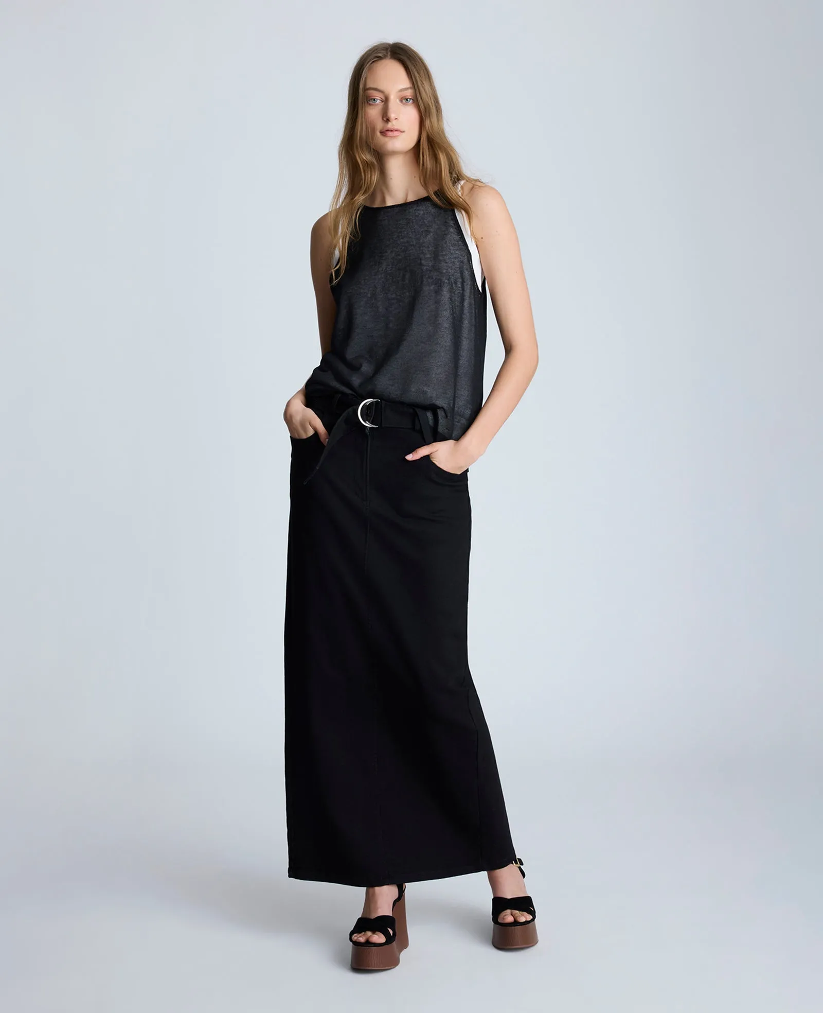 Fly Front Belted Maxi Skirt sold by Kenneth Cole