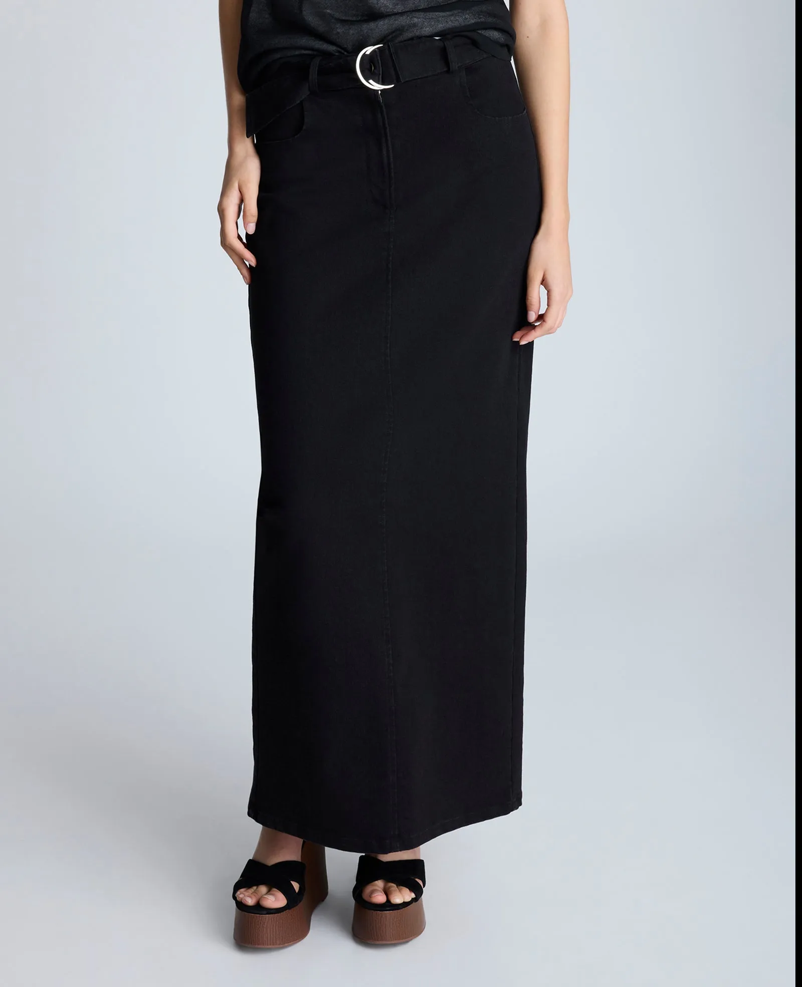 Fly Front Belted Maxi Skirt sold by Kenneth Cole product image thumbnail 2