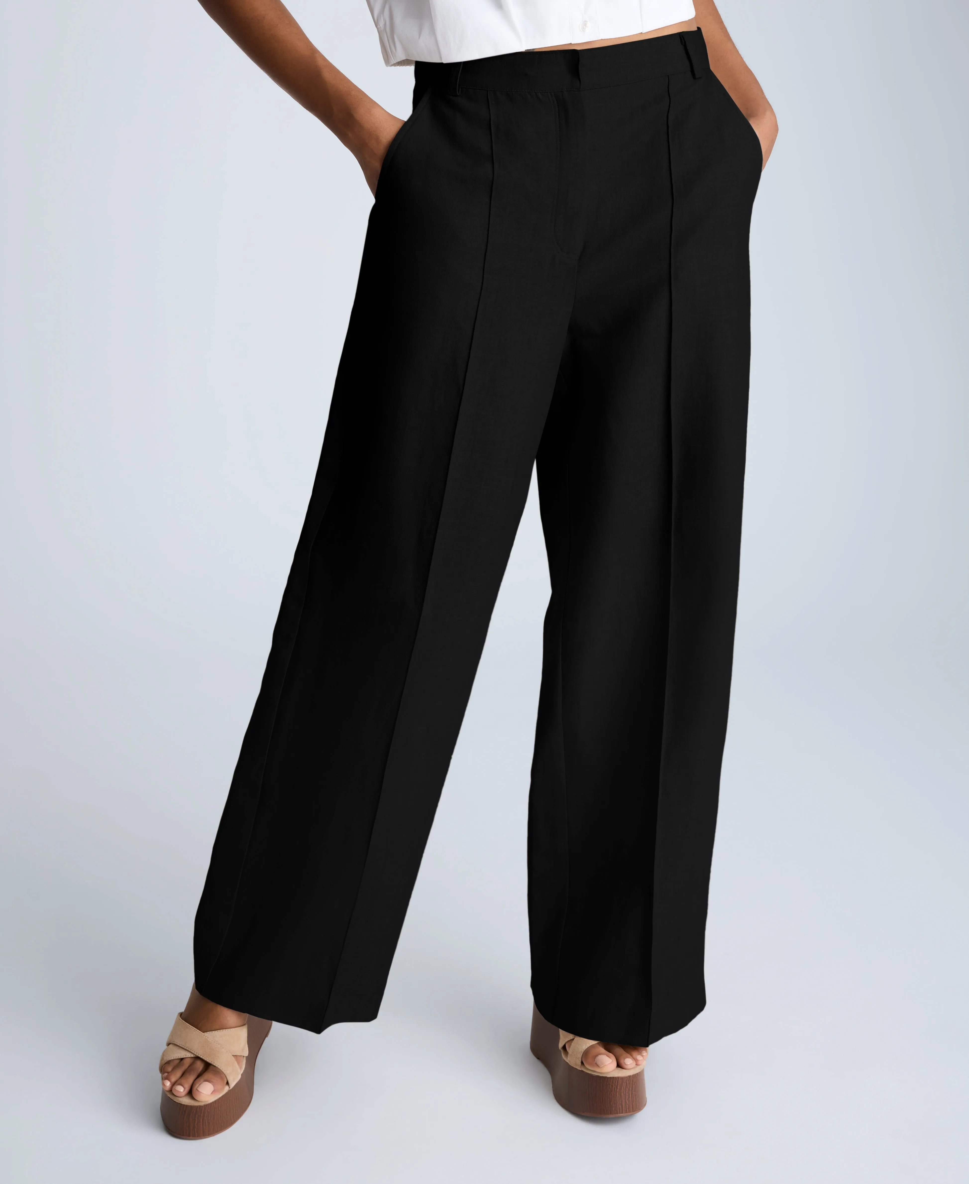 Fly Front High Rise Pintuck Wide Leg Pants sold by Kenneth Cole product image thumbnail 4