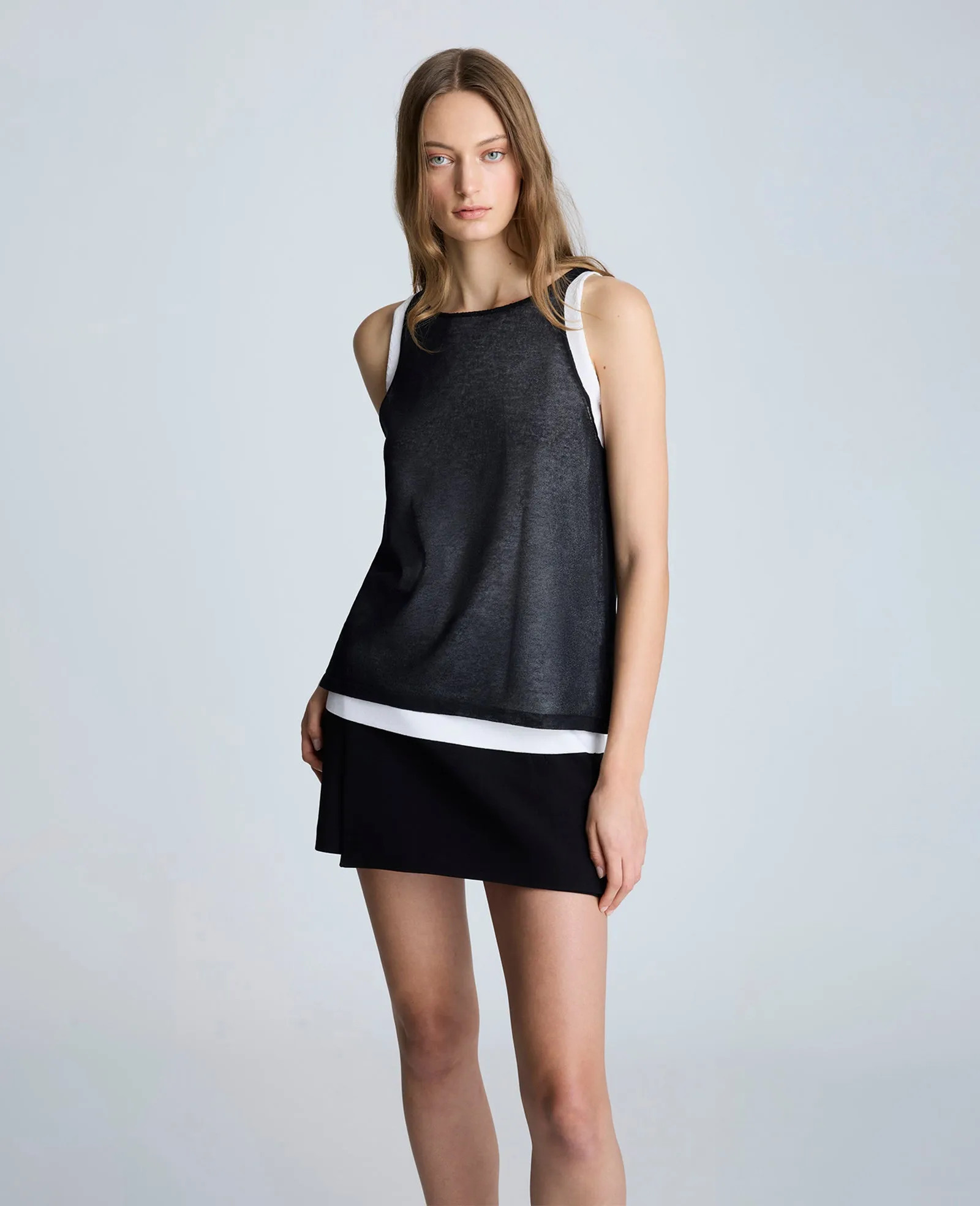 Double Layer Mixed Yarn Two-Color Sheer Tank sold by Kenneth Cole