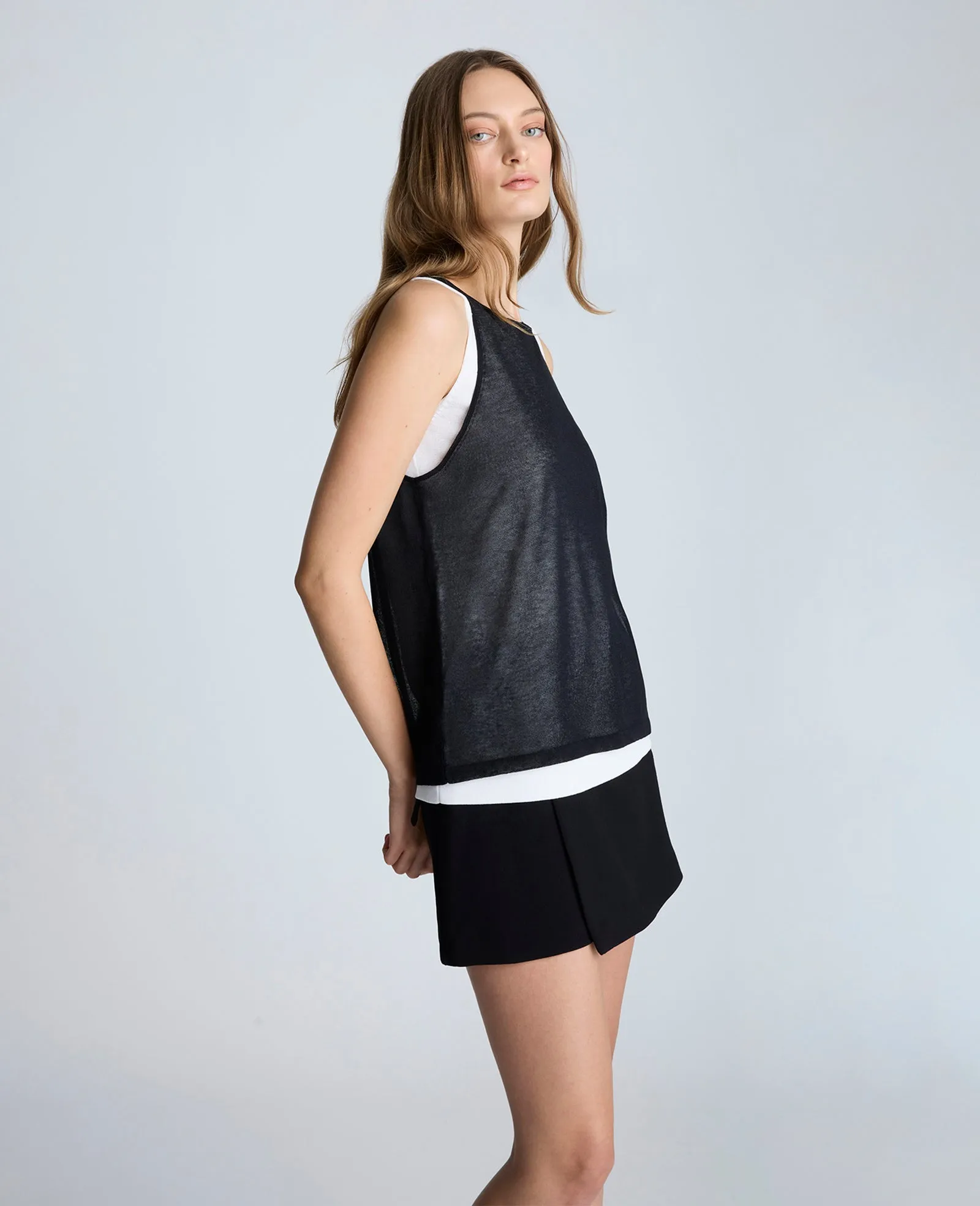 Double Layer Mixed Yarn Two-Color Sheer Tank sold by Kenneth Cole product image thumbnail 3