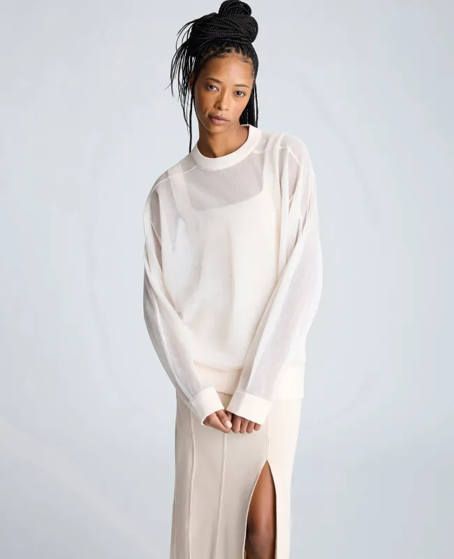 Sheer Oversized Crewneck Sweatshirt sold by Kenneth Cole