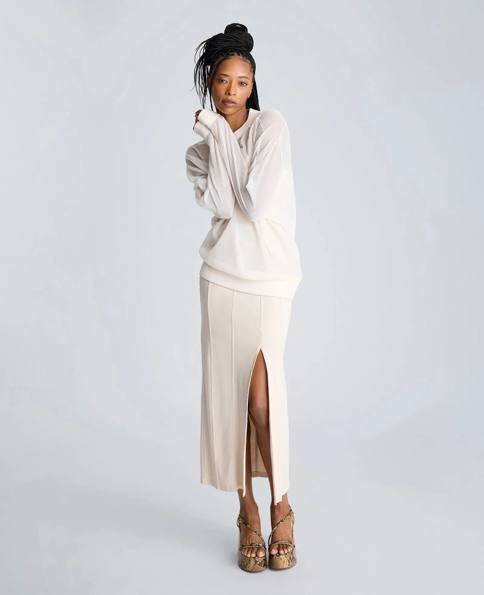 Sheer Oversized Crewneck Sweatshirt sold by Kenneth Cole product image thumbnail 5