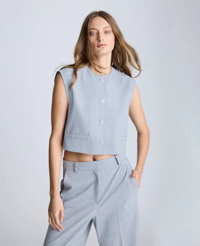 Pinstripe Four Button Boxy Vest sold by Kenneth Cole